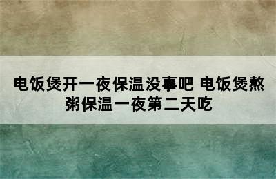 电饭煲开一夜保温没事吧 电饭煲熬粥保温一夜第二天吃